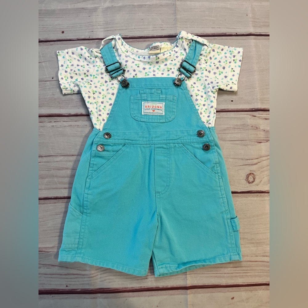 Vintage Little Arizona Jean Company Overalls and Floral T-shirt 2 Piece